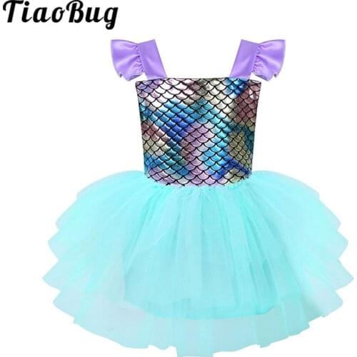TiaoBug Shiny Light Purple Baby Girls Mermaid Costume Toddlers Halloween Cosplay Christmas Princess Birthday Party Mesh Dresses