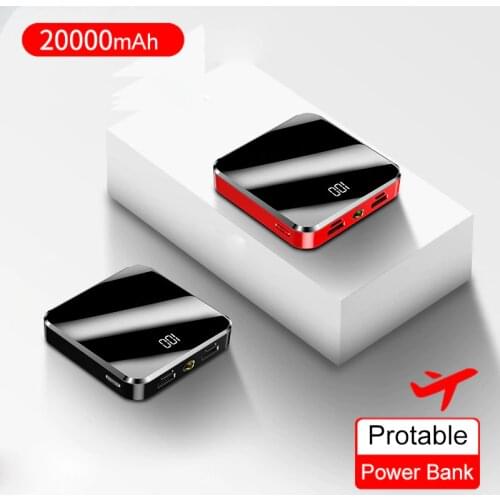 Protable Power Bank 20000mAh Mini Dual USB Poverbank For iPhone X Samsung S10 plus Xiaomi mi Power bank External Battery Charger