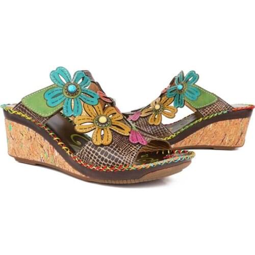 YourSeason Ladies Mixed Colors Genuine Leather Summer Shoes Outside Slides Handmade Women 2021 Leisure Slippers