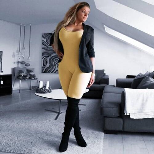 Long Jumpsuit for Women 2020 Summer Round Neck Sleeveless Jumpsuits Sexy Backless Sportswear Slim Solid Color bodycon Jumpsuits