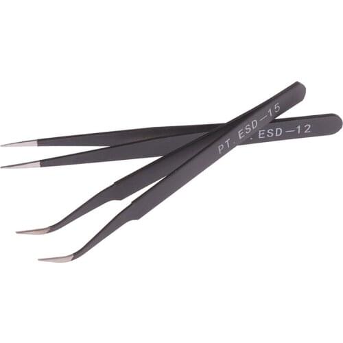 1Pcs Curved Straight Stainless Steel Tweezer BLACK Nail Sticker False Eyelash Rhinestone Nipper Picker Makeup Nail Tool Set