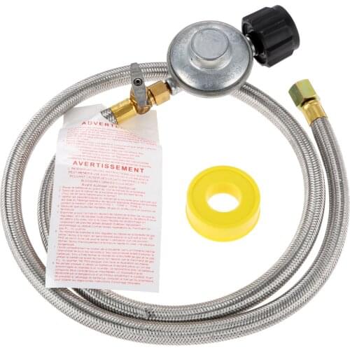 1PC Propane Grill Shut-Off Control Regulator Valve with 4FT Braided Flexible Hose for Fireplace/Grill/Griddle/Stove/Firepit