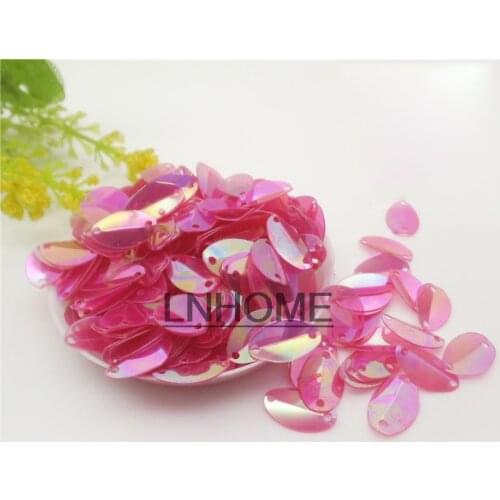 1000pcs 8*13mm Cup Oval Folded Sequins Horse Eyes Shape For Crafts Paillettes Wedding Sewing Accessories Rose Red AB Transparent