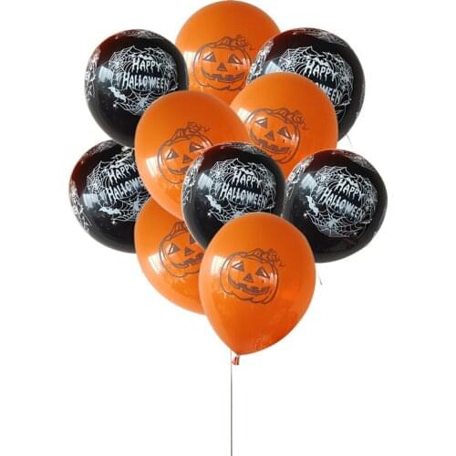 12 Pac/Lot 12 Inch Happy Halloween Balloons Orange Black Pumpkin Spider Web Latex Party Kids Toys Balloons Supplies