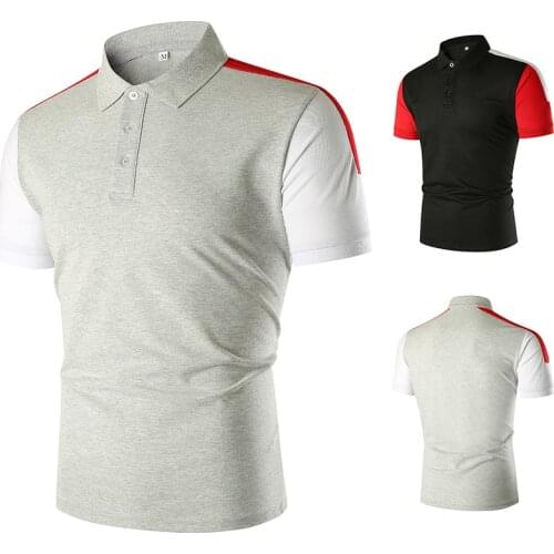 2021 Summer Mens Lapel Short-sleeved T-shirt Stitching POLO Shirt Contrasting Colors