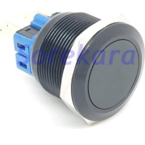 25mm Zn-Al Black Coating Latching Pushbutton Switch 1NO 1NC Pin Terminal For Auto IP65 UL