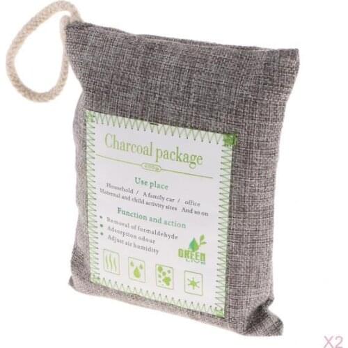 2x Bamboo Charcoal Natural Air Purifying Freshener Bag Odor Eliminator (Gray)