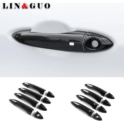 4 Pcs/set ABS Carbon Fiber Car Exterior Door Handle Grab Cover Trim Sticker Styling For Alfa Romeo Giulia Stelvio 2017