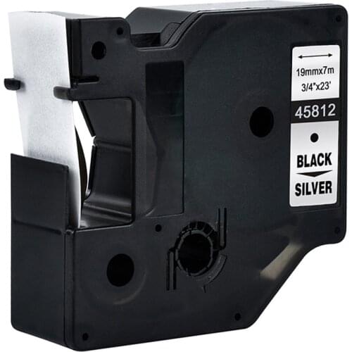 45812 Black on Silver Compatible Dymo D1 19mm Label Printers 3/4'' W X 23' L (19mm*7m) for Dymo D1 Label Makers