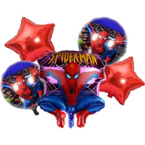 5 pcs Super hero spider-man Captain America The theme Aluminum film balloon A birthday party Decorate the balloon Toy balloons