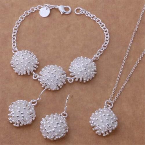 AS318 Wholesale Silver Fashion Jewelry Sets,Wholesale Sterling Silver Charms Bracelet 081 + Necklace 692 + Earring 356