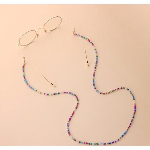 New Korean Vintage Colorful Beads Glasses Necklace Mask Chain Hang On Neck Glasses Holder Rope For Women Glasses Strap Lanyard