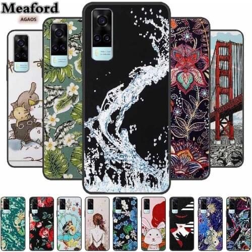 Case For Vivo Y31 2021 Silicone Bumper Soft TPU Soft Black Phone Case For Y31 2021 Y 31 Case 3D Emboss Protective Cartoon Funda