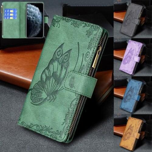 Zipper Magnetic Flip Leather Case For iPhone 12 11 Pro Max12 Mini XR XS X 7 8 Plus Embossed Flying Saucer Phone Coque Cover