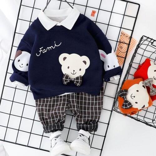 Children Boys Girls Autumn Children Boys Girls Tracksuit Winter Set Warm Plus Velvet Khickenting Tops+pants 2pcs