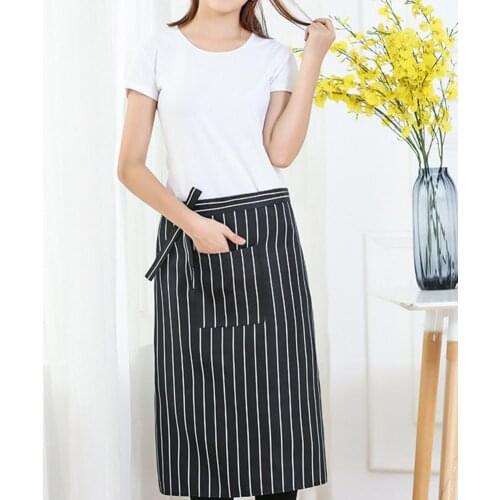 1pc Kitchen Cooking Apron Simple Breathable Fashion Striped Plaid Half-length Apron Baking Accessories for Women Men Chef Supply