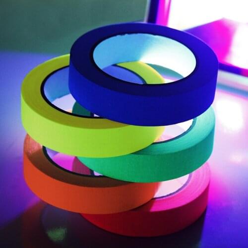 6pcs Fluorescent Tape UV Blacklight Reactive Glow in The Dark Tape Neon Gaffer Tape Safety Warning for Home Decor Luminous Tape