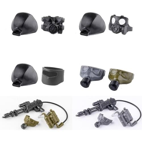 MOC City Military Helmet Mask Accessories Building Blocks Chemical Defense Soldiers Flame Thrower Weapon Model Bricks Toys