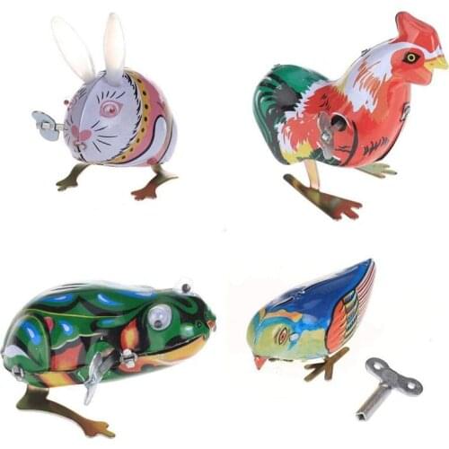 Toy Mechanical Old Metal Rabbit Chick Frog Bird Collection Gifts for Children