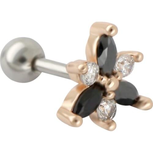 JHJT 16G Cartilage Earrings G23 Titanium Three Petals Shape Cartilage Ear Helix Tragus Ring Body Jewelry Piercing Women Men