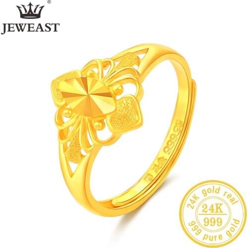 JLZB 24K Pure Gold Ring Real AU 999 Solid Gold Rings Elegant Shiny Beautiful Upscale Trendy Classic Jewelry Hot Sell New 2020