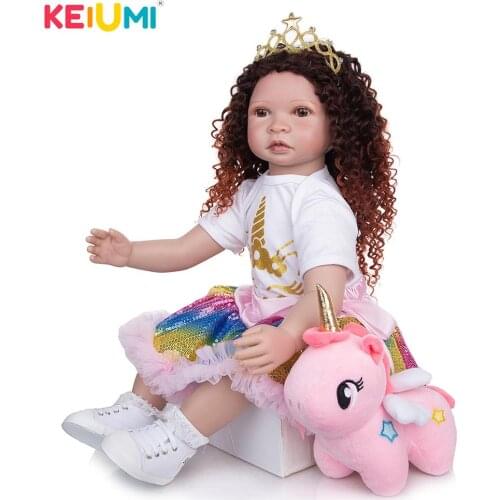 KEIUMI 24Inch 60Cm Cloth Body Simulation Doll Wig Long Hair Excellent Quality Vinyl Toys Give a Child Birthday Gifts