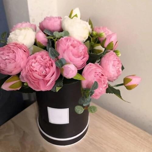 Round Flower Gift Paper Boxes Candy Boxes Packaging Bags For Flowers Boxes With Lid Bags Hug Bucket Wedding Gifts Box For Guests