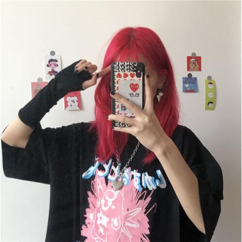 Summer woman tshirts Punk Korean pop Dark Grunge Streetwear Women Ulzzang Tshirt Anime Cartoon Kawaii Vintage Harajuku Tshirt
