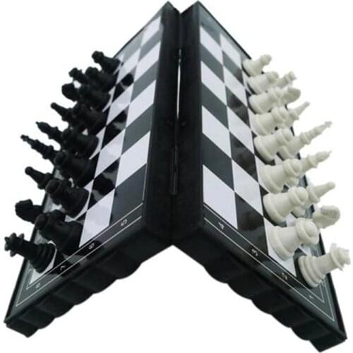 Mini Chess Set Folding Plastic Chessboard Lightweight Board Game Home Outdoor Portable Kid Toy