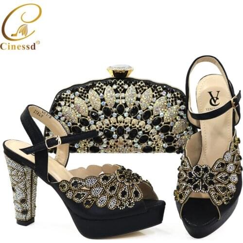 Fashion Italian Shoes and Bags Set Decorated with Rhinestone Luxury Shoes Women Designers Designer Shoe and Bag Set High Quality