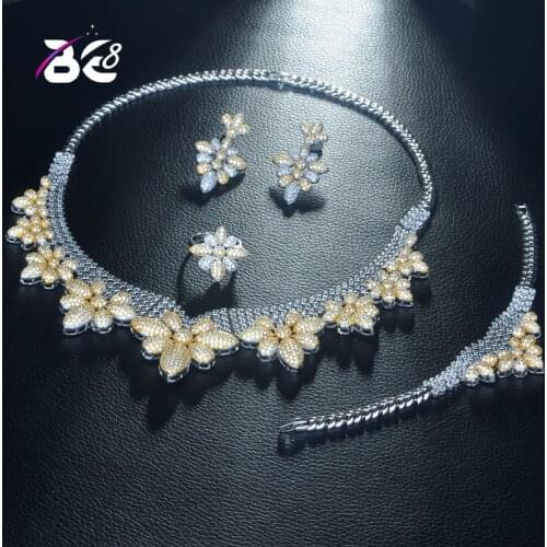 Be 8 Fashion 2 Tones African Jewelry Set for Women Zirconia Decorated Dubai Wedding Jewellery Sets Bridal Costume Jewelry S314