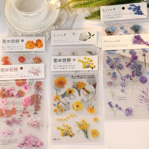 1pcs Romantic flowers PET Stickers DIY Diary Album Stationery Decorative Labels Scrapbooking Stickers