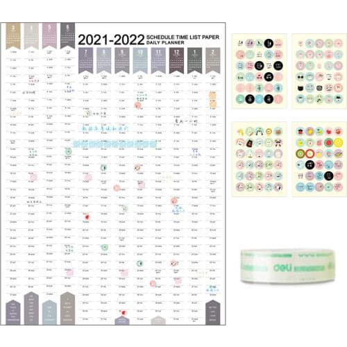 365 Days Wall Calendar, Mar 2021 to Feb 2022 Monthly Daily Schedule Planner with Labels Tape for Home Office School 17x23in