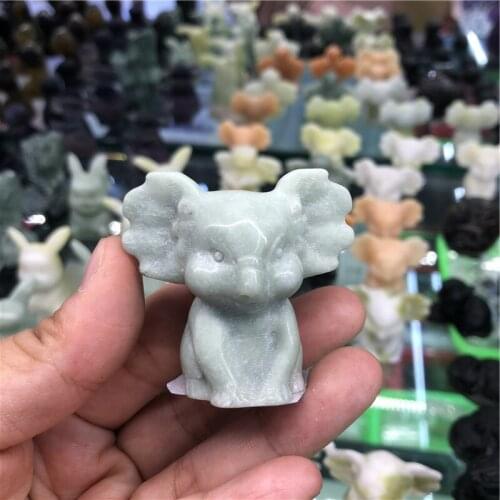 Natural Lantian jade Quartz Animals Crystal Polished Engraving Crystal Koala