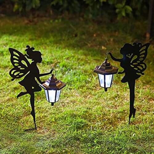 Delicate Lawn Lamp Adorable Stake Light Waterproof Walkway Fairy Light Metal Silhouette Design Solar Lawn Lamp for Garden