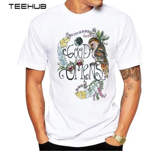 New Arrivals 2019 TEEHUB Cool Design Mens Fashion Good Omens Printed T-Shirt Short Sleeve O-neck Tops Hipster Tee