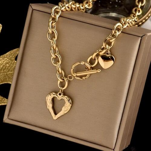 Colorfast 316L stainless steel necklace, angel wing heart-shaped pendant, exquisite fashion womens gift necklace jewelry