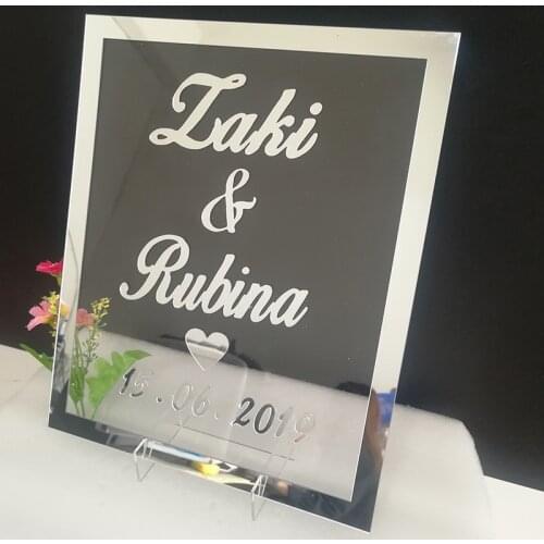 Personalized Wedding Name Mirror Acrylic Frame Names Welcome Guests Word Signs Wedding Party Decor Favor