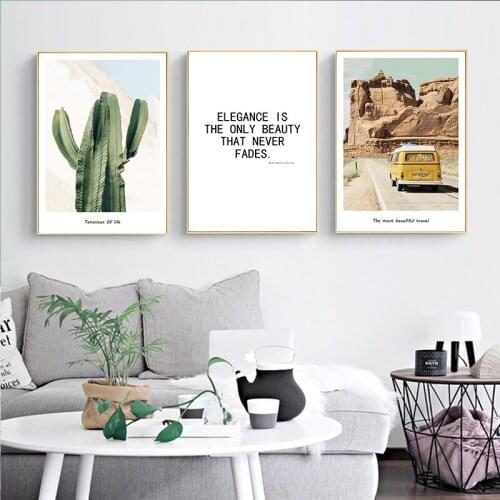 Travel Landscape Cactus Car Desert Decoration Poster Wall Art Canvas Painting Home Picture Wall Decor