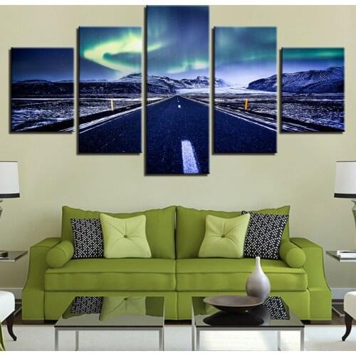 Landscape Sky Cloud Star Mountain River Hot Air Balloon 5 Piece Wall Pictures For Living Room Color Painting Art Home Decor