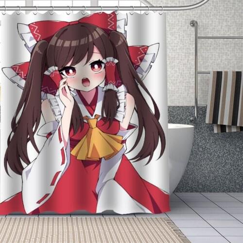 Custom Anime Hakurei Reimu Shower Curtain With Plastic Hooks Modern Fabric Bath Curtains Home Decor Curtains Custom Your image