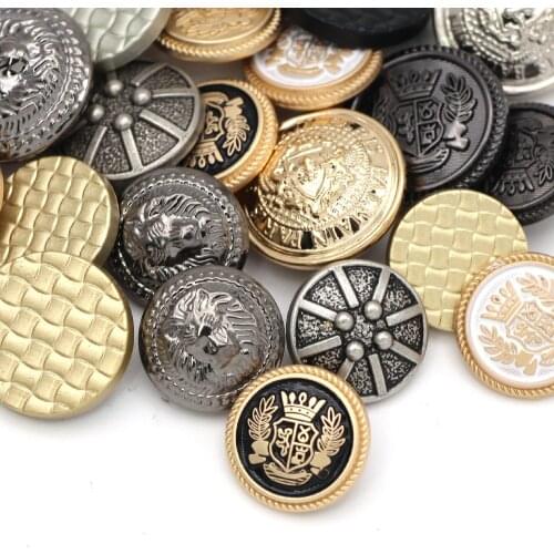 5Pcs Mix Round Metal Button Golden Shank Button For Clothing Retro Decorative Buttons Garment Coat Sewing Accessories 15/20/25MM