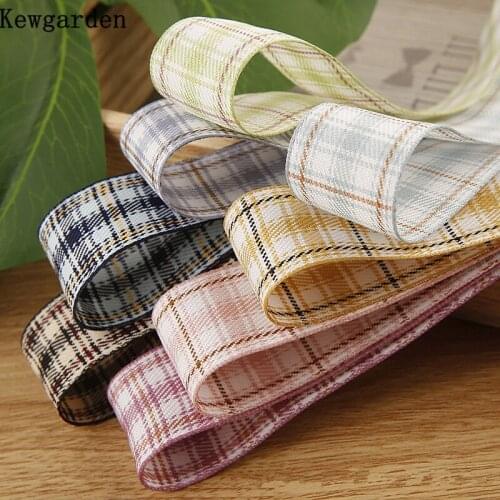 Kewgarden Colorful Plaid Ribbon 1" 1-1/2" 25mm 40mm DIY Bow Hair Accessories Handmade Tape Flower Gift Packing Riband 10 Yards