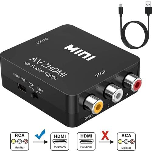 VHS to digital HDMI Converter 1080P RCA AV to HDMI Video Audio Converter Adapter for TV/PC/ PS3/ STB/Xbox VHS/VCR