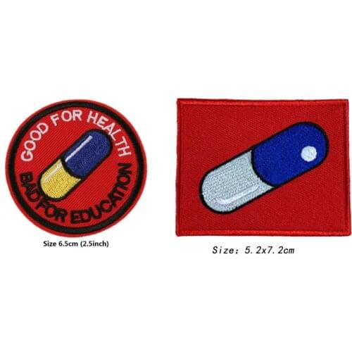 Japanese Akira Kaneda Good For Health Bad For Education Iron Sew On Patch Akira Pill Anime Cosplay Tetsuo Patch badge applique