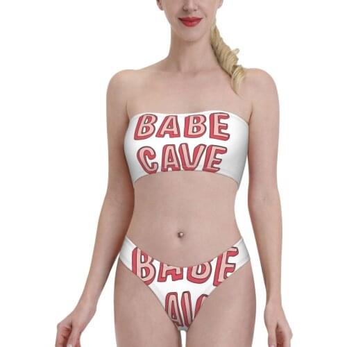 Funny College Swimwear for Women young Girls Babe Cave Bandeaukini 2021 Swimming Suit Bkini