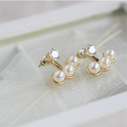 Women Special store Gold color Simulated pearl cherry shape Elegant stud earring brincos female earing