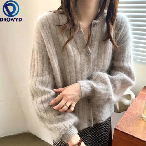 2021 Autumn Winter Cardigan Korean Fashion Cashmere Knitted Sweater Loose Coat Chic Long Sleeve Top Sueters De Mujer Pull Femme