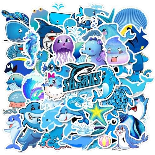 10/50PCS Cartoon Blue Stickers for Chidren Toy Waterproof Sticker To DIY Suitcase Laptop Bicycle Helmet Car Decals Sticker