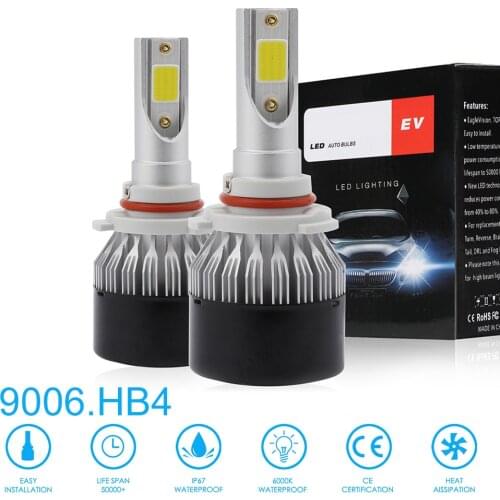 2pcs/lot Car Light 9006 / HB4 EV9 72W 8000LM 6000K LED Car Headlight Kit Automobile Fog Lamp Hi or Lo Light Bulbs Car light